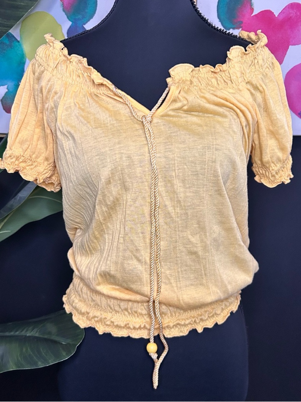 Self Esteem Off-Shoulder Peasant Top with Drawstring